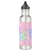 Bouteille D'eau Draps holographiques rose nom fille (Gauche)