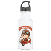 Bouteille D'eau Dreamy Baby Aviator en Red Biplane (Devant)