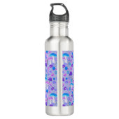 Bouteille D'eau Dreamy les années 70 Champignons & Fleurs pourpre  (Dos)