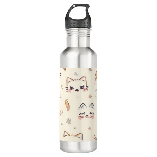 Bouteille D'eau Drôle Cat Meow Motif de dessin (Devant)