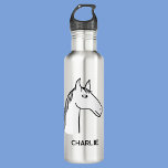 Bouteille D'eau Drôle Cheval Personnalisé<br><div class="desc">Un dessin humoristique pour les amateurs d'animaux,  de chevaux et d'équitation. Modifiez le nom pour personnaliser.</div>