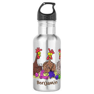 Bouteille D'eau Drôle dessin animé de poulets de tricot