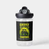 Bouteille D'eau Drôle tracteurs distraits ajouter nom (Avant)