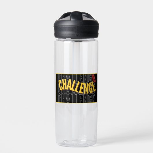 Bouteille d'eau du défi de typographie jaune noir (Extérieur)