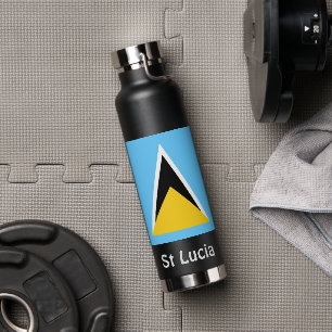 Bouteille d'eau du drapeau de Sainte-Lucie
