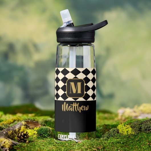 Bouteille D'eau Duo Black & Cream Custom Names (Extérieur)