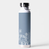 Bouteille D'eau Dusty Blue Fleur sauvage Garden Nom du monogramme (Gauche)