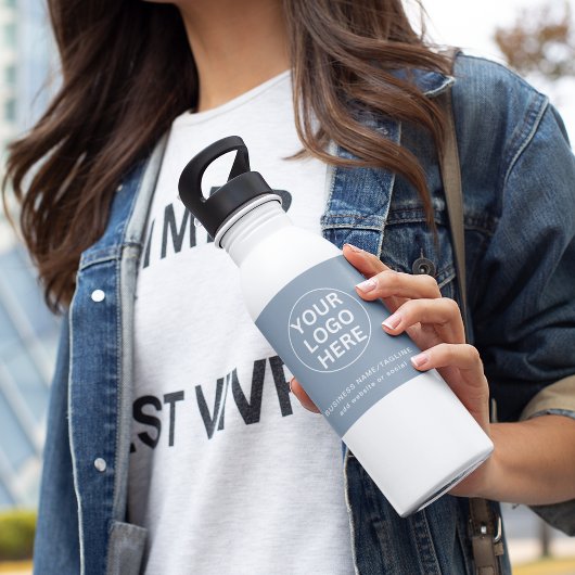 Bouteille D'eau Dusty Blue l Professionnel Logo et texte