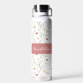 Bouteille D'eau Dusty Pink Wildflower Watercolor Monogram Name (Arrière)