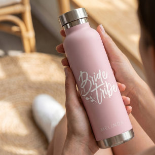 Bouteille D'eau Dusty Rose Calligraphie Mariée Tribe Bachelorette