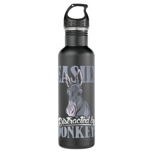 Bouteille D'eau Easily destracted by donkeys design donkey lover a (Devant)