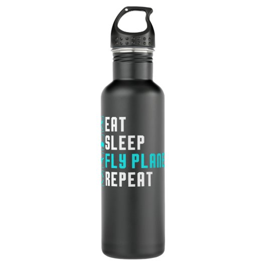 Bouteille D'eau Eat Sleep Fly Planes Repeat (Devant)