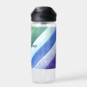 Bouteille D'eau École de nom d'aquarelle à bande bleu violet (Arrière)