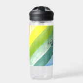 Bouteille D'eau École de nom d'aquarelle à bande bleu violet (Extérieur)