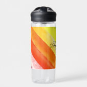 Bouteille D'eau Ecole de nom d'aquarelle orange jaune rayé (Extérieur)
