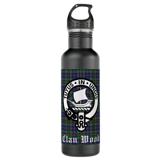 Bouteille D'eau Ecosse Clan Wood Crest & Tartan (Devant)