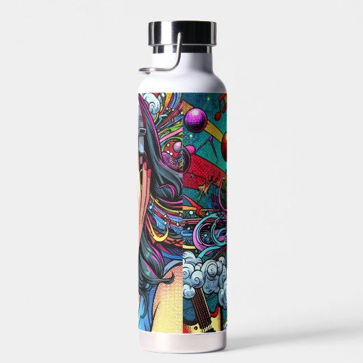 Bouteille D'eau Écouter de la musique sur les écouteurs Psychédéli (Plage)