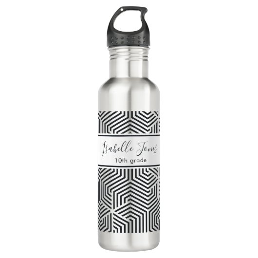 Bouteille D'eau écriture géométrique stylisée école personnalisée (Devant)