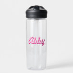 Bouteille D'eau Écriture manuscrite Pink Script Fun Sports Personn<br><div class="desc">Playful and fun - cette bouteille d'eau de sport personnalisée dans le nom et le numéro de votre choix ajoute du style à votre routine quotidienne. Dans les tons roses. Personnalisez-le avec un nom, un message ou un numéro pour en faire le vôtre. Parfait pour les cadeaux personnalisés, les cadeaux...</div>
