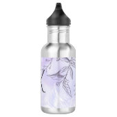 Bouteille D'eau Écriture Monogramme Blanc Gris Violet Floral (Droite)