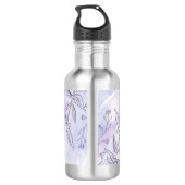 Bouteille D'eau Écriture Monogramme Blanc Gris Violet Floral (Dos)