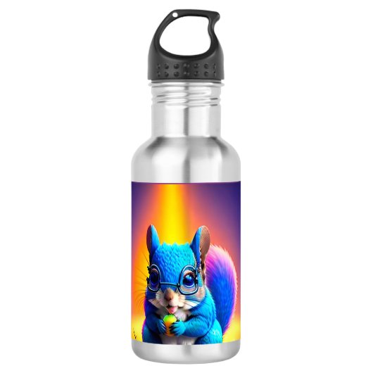 Bouteille D'eau Écureuil Bleu Mangeant Un Fruit-79577 (Devant)