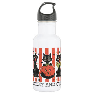 Bouteille D'eau Éffrayant et mignon - Chat noir et Citrouille