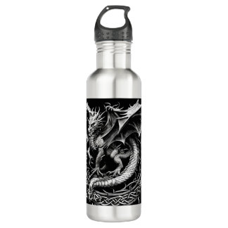 Bouteille D'eau Elégance du dragon celtique : Tatt Abstrait noir e