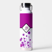Bouteille D'eau Élégance fleurit : Monogramme personnalisé (Avant)