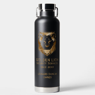 Bouteille D'eau Élégant Black Gold Lion Luxe Business Logo