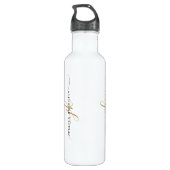 Bouteille D'eau Élégant blanc Script Monogramme Initiales Nom (Dos)