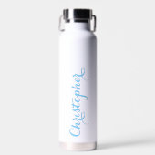 Bouteille D'eau Élégant Bleu Script Nom personnalisé Monogramme Bl (Avant)