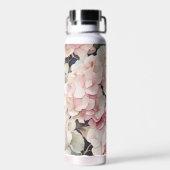Bouteille D'eau Elégant boho rose aquarelle hydrangée florale (Arrière)