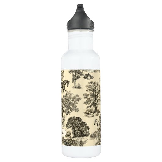 Bouteille D'eau Élégant Cheval Rustique Arbres Beige Tan Toile (Droite)