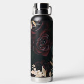 Bouteille D'eau Élégant floral foncé sur noir | Monogram Tumbler (Plage)