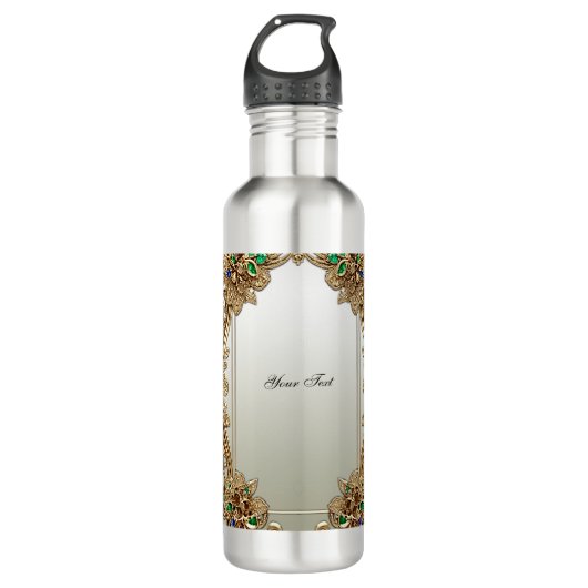 Bouteille D'eau Elegant Gold Ornate Water Bottle (Devant)