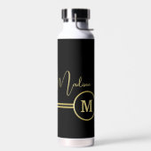 Bouteille D'eau Elegant Gold Signature Monogram on Black (Gauche)