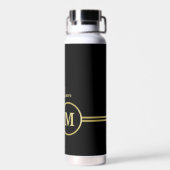 Bouteille D'eau Elegant Gold Signature Monogram on Black (Arrière)