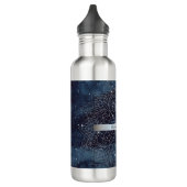 Bouteille D'eau Elégant moderne en argent Mandala Stripe Navy bleu (Gauche)