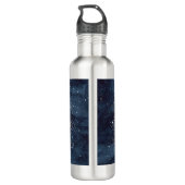 Bouteille D'eau Elégant moderne en argent Mandala Stripe Navy bleu (Dos)