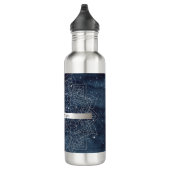 Bouteille D'eau Elégant moderne en argent Mandala Stripe Navy bleu (Droite)