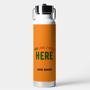 BOUTEILLE D'EAU ÉLÉGANT MODERNE PERSONNALISÉ ORANGE FONCÉ VERIFIED