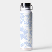 Bouteille D'eau Élégant Monogramme Bleu Floral Botanique (Arrière)