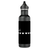 Bouteille D'eau Élégant Monogramme Coeurs blancs Noir (Droite)