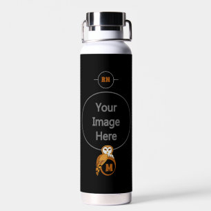 Bouteille D'eau Élégant monogramme de Chouette d'Écorce