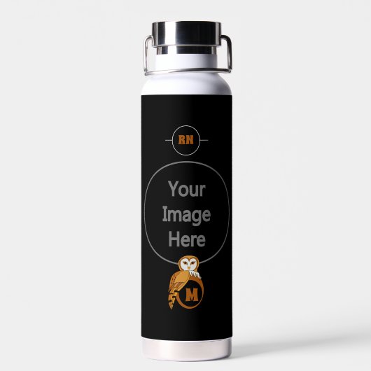 Bouteille D'eau Élégant monogramme de Chouette d'Écorce (Arrière)