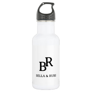 Bouteille D'eau Élégant Monogramme de Mariage Minimaliste en Acier
