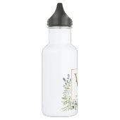 Bouteille D'eau Élégant Monogramme Doré de la Verdure Moderne (Gauche)