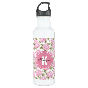 Bouteille D'eau Élégant Motif de fleurs d'hydragea rose