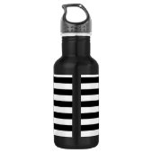 Bouteille D'eau Élégant noir et blanc Grilles Or Nom Script (Dos)